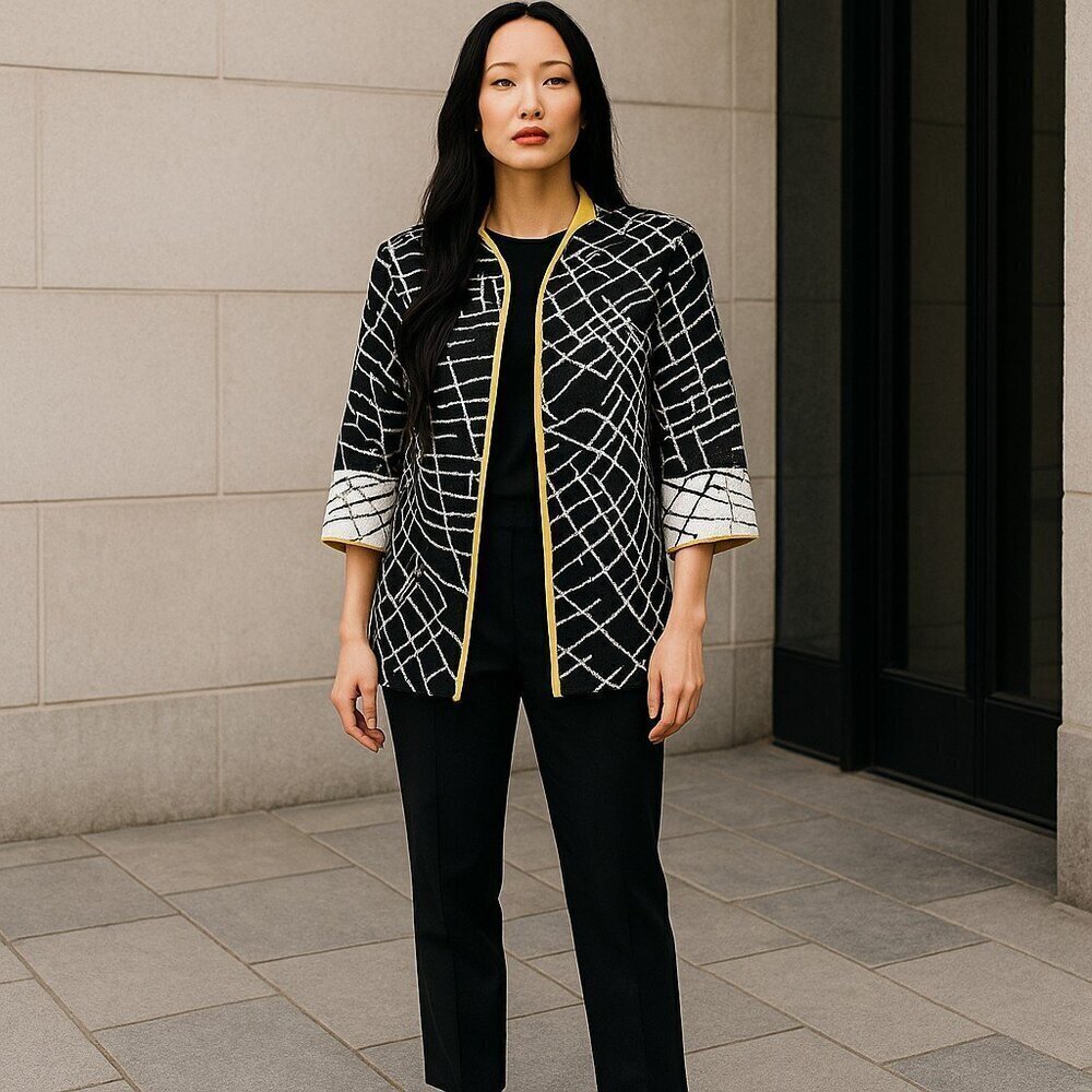 Cardigan Jacket by Ming Wang - Women's Classic Knit - Versatile Layering Fashion